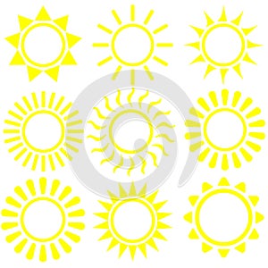 Flat sun icon. Sun pictogram. Trendy vector summer symbol for website design, web button, mobile app. Template vector illustration
