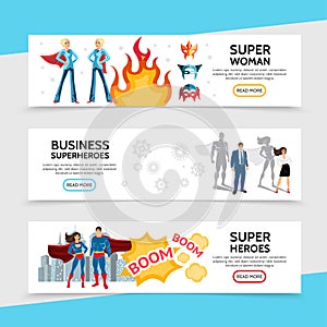 Flat Superhero Horizontal Banners