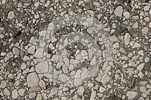 Flat surface of the coarse grained sedimentary rock conglomerate. Background with natural texture and pattern.