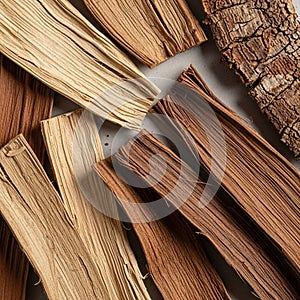 Flat surface showcasing various textures and colors from light beige to