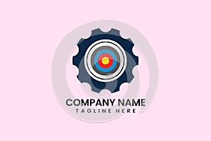 Flat target and gear mechanical engineering logo