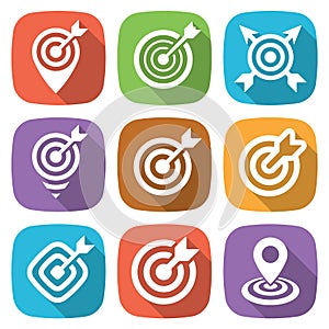 FLat target icon pack with shadow. Vector