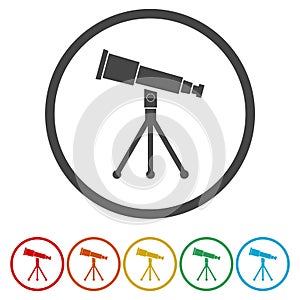Flat Telescope icon in circle on white