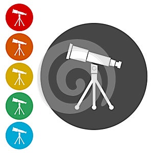 Flat Telescope icon in circle on white