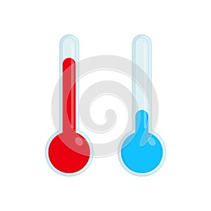 Flat Temperature Thermometer Vector Icon illustration Cold Vector hot temperature