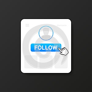 Flat template with follow page. Social media flat icon. Vector logo. Vector template. Social media post