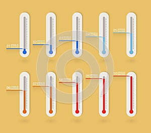 Flat thermometer icons collection