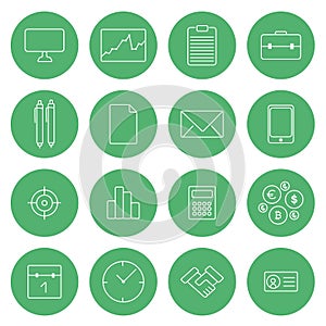 Flat thin line icons modern design vector set business icons