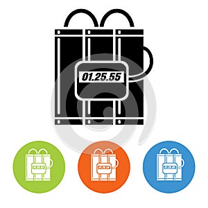 Flat time bombs icons set