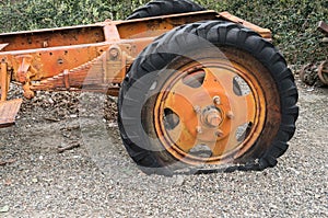 Flat tire on an old truck