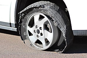 Flat Tire - Rim on Asphalt