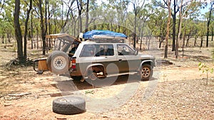 flat tire SUV passing through the off-track road