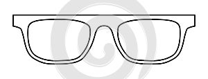 Flat Top frame glasses fashion accessory illustration. Sunglass front view for Men, women silhouette style, flat rim