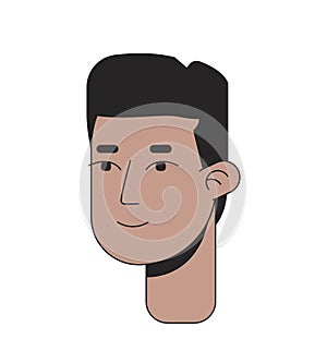 Flat top haircut black guy 2D linear cartoon character head