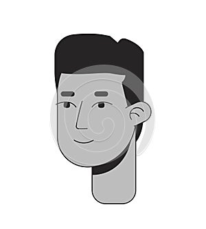 Flat top haircut black guy black and white 2D line cartoon character head