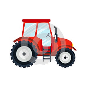 Flat tractor on white background.