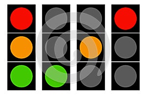 Flat traffic light icons. Traffic lamps, semaphore