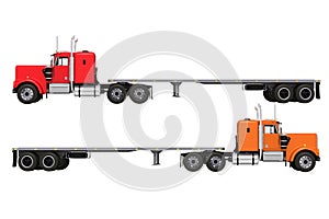 Flat Trailer Trucks Isolated