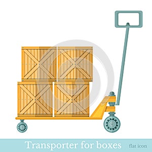 Flat transporter for boxes on white