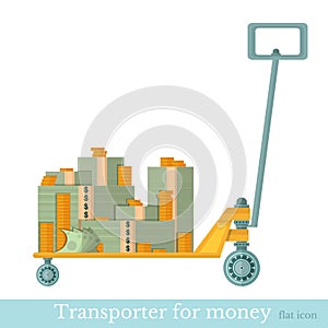 Flat transporter for money on white