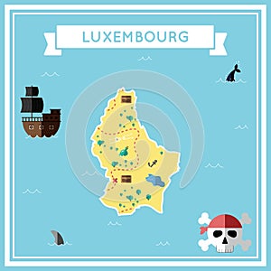 Flat treasure map of Luxembourg.