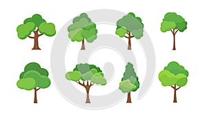 Flat tree icon illustration. Trees forest simple plant silhouette icon. Nature oak organic set design