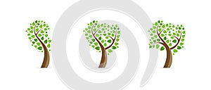 Flat tree icon set. Nature concept vector. Different trees icons collection. Green leaves set. Ecology, nature concept. Vector