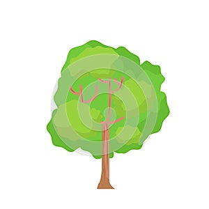 Flat tree with isolated white background vector.