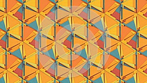 Flat triangular shapes abstract pattern. 3d render loop animation background. 4K