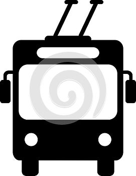 Flat trolleybus icon as sign for web page design of passenger transportation transport