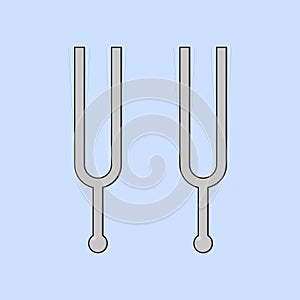 Flat Tunning Fork Vector Illustration Physics experiment Icon Vibration Fork