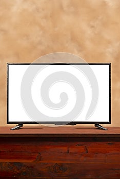 Flat TV With Blank Screen and Copy Space Vertical Format