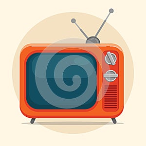 Flat TV Retro Design Antique Style Cartoon Illlustration Drawing photo