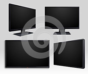 Flat tv screen and computer lcd monitor 3d mockup for internet television concept