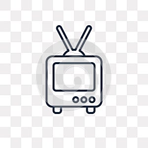 Flat TV vector icon isolated on transparent background, linear F