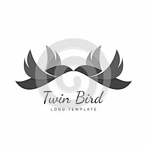 Flat twin bird vector logo template