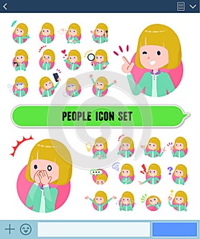 Flat type blond girl white_icon