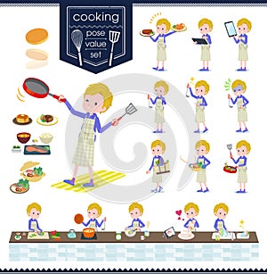 Flat type blond hair boy White_cooking