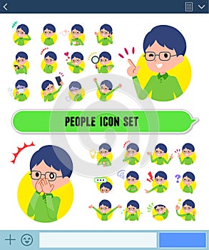 Flat type Green clothing glasses boy_icon