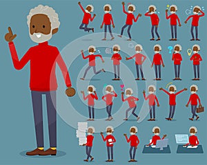 Flat type red high neck old man black_1