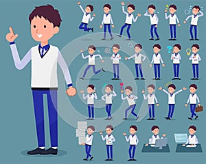 Flat type Store staff Blue uniform men_1