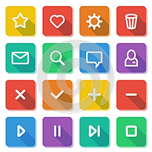 Flat UI design elements - set of basic web icons