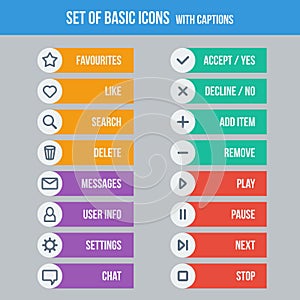 Flat UI design elements - set of basic web icons