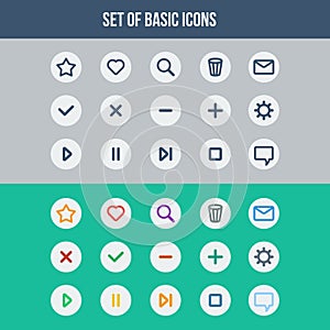 Flat UI design elements - set of basic web icons