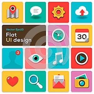 Flat UI design trend set icons photo