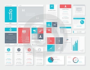 Flat Ui Infographics Vector Kit. Mobile Data Visualization Pack.