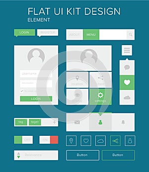 Flat ui kit design elements set for webdesign