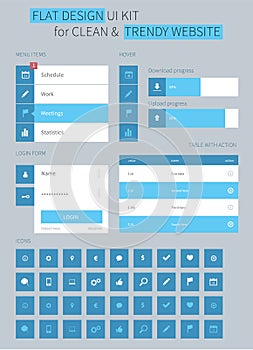 Flat ui kit design elements for webdesign