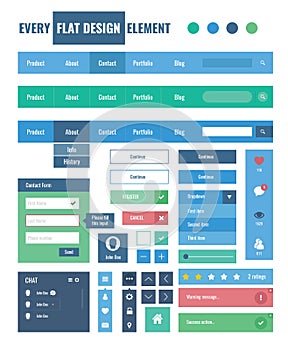 Flat ui kit design elements for webdesign