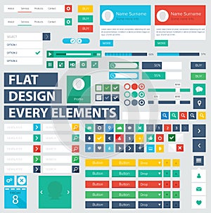 Flat ui kit design elements for webdesign